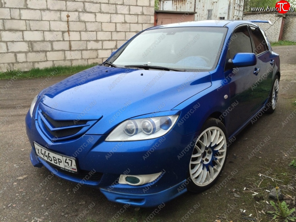 2 599 р. Клыки на передний бампер Style Mazda 3/Axela BK дорестайлинг, хэтчбэк (2003-2006) (Неокрашенная)  с доставкой в г. Тамбов