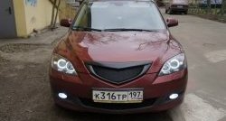 2 599 р. Решётка радиатора Style v4 (сетка) Mazda 3/Axela BK дорестайлинг, хэтчбэк (2003-2006) (Неокрашенная)  с доставкой в г. Тамбов. Увеличить фотографию 1