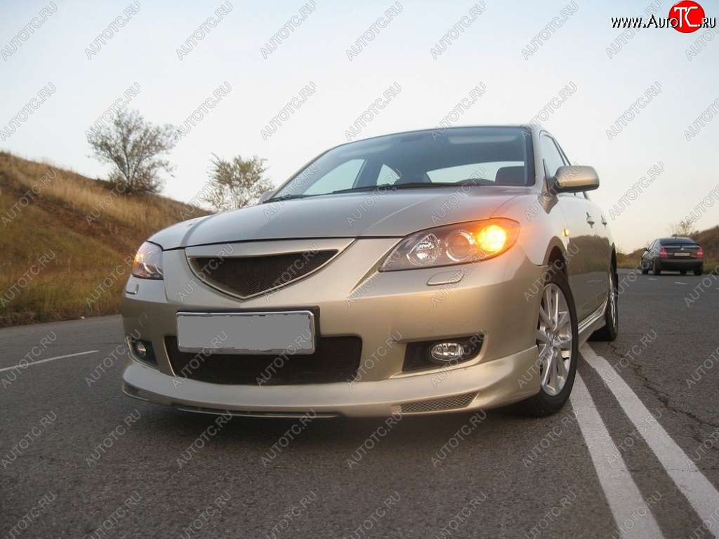 4 999 р. Накладка на передний бампер Style Mazda 3/Axela BK дорестайлинг седан (2003-2006) (Неокрашенная)  с доставкой в г. Тамбов