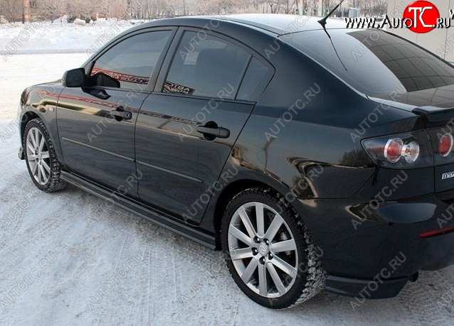 2 999 р. Клыки на задний бампер Style Mazda 3/Axela BK дорестайлинг седан (2003-2006) (Неокрашенная)  с доставкой в г. Тамбов