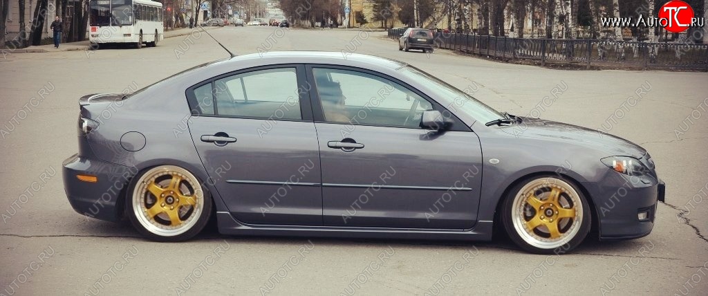 4 549 р. Пороги накладки Сток 2л  Mazda 3/Axela  BK (2003-2009) дорестайлинг седан, дорестайлинг, хэтчбэк, рестайлинг седан, рестайлинг, хэтчбэк (Неокрашенные)  с доставкой в г. Тамбов