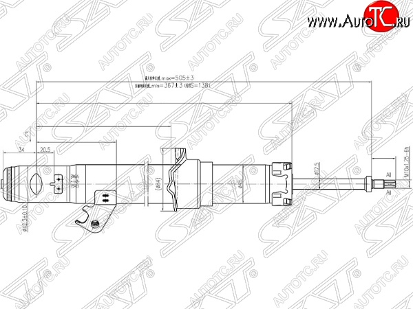 2 599 р. Левый амортизатор передний SAT  Mazda 6 ( GG,  GG, GY) - Atenza  GG  с доставкой в г. Тамбов