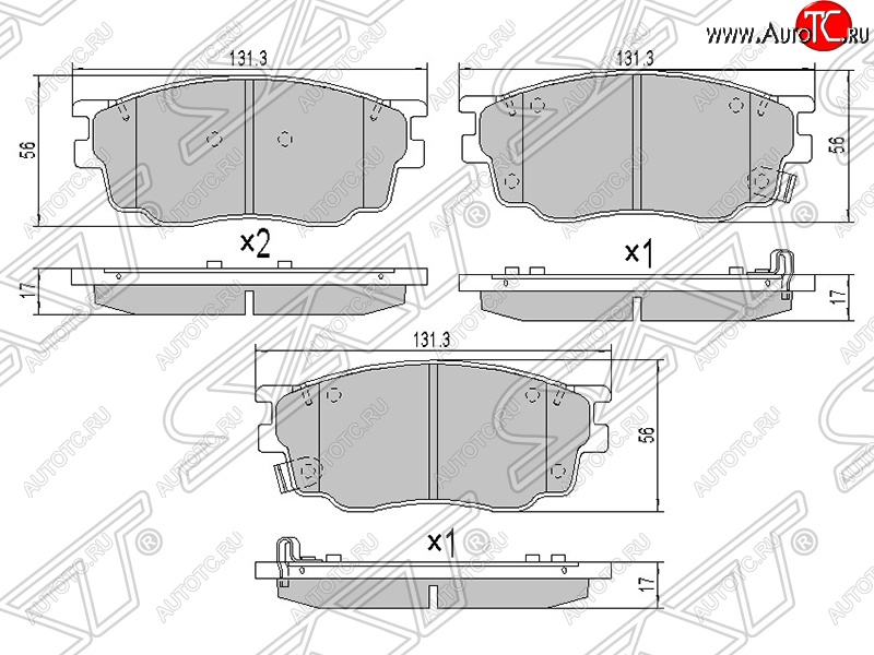 1 289 р. Колодки тормозные SAT (передние) Mazda 6 GG лифтбэк дорестайлинг (2002-2005)  с доставкой в г. Тамбов