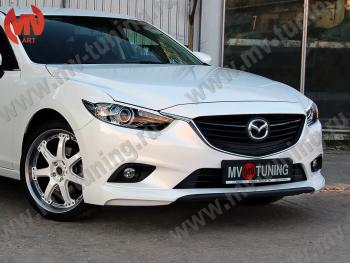 6 299 р. Клыки переднего бампера Var №2 Lite (комплектация Drive и Activ) MV-Tuning Mazda 6 GJ дорестайлинг седан (2012-2015) (Неокрашенные)  с доставкой в г. Тамбов. Увеличить фотографию 1