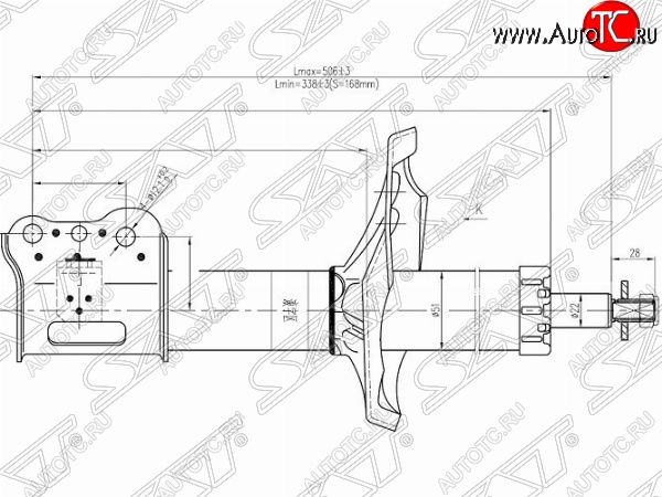 5 079 р. Правый амортизатор передний SAT Mazda 626 GF дорестайлинг седан (1997-1999)  с доставкой в г. Тамбов