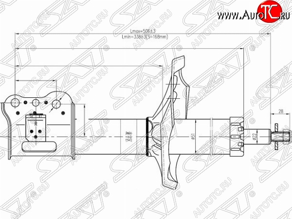 4 299 р. Левый амортизатор передний SAT  Mazda 626 ( GF,  GF,FW) - Capella  GF  с доставкой в г. Тамбов