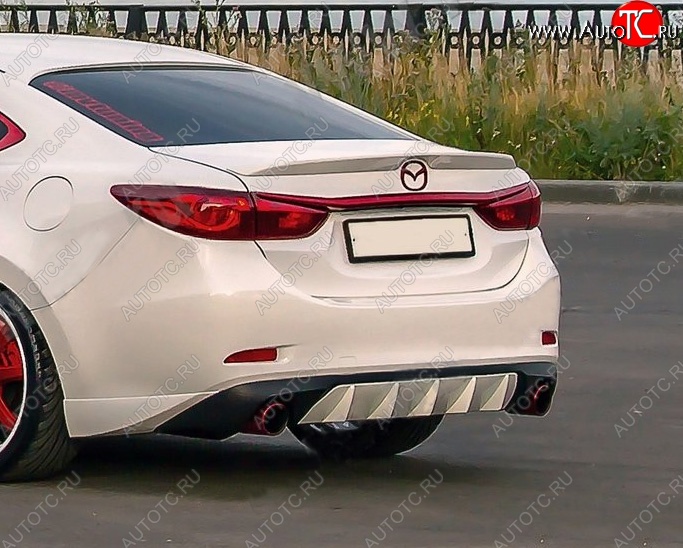 10 899 р. Диффузор заднего бампера Sport v4  Mazda 6  GJ (2015-2018) 1-ый рестайлинг седан (Неокрашенная)  с доставкой в г. Тамбов