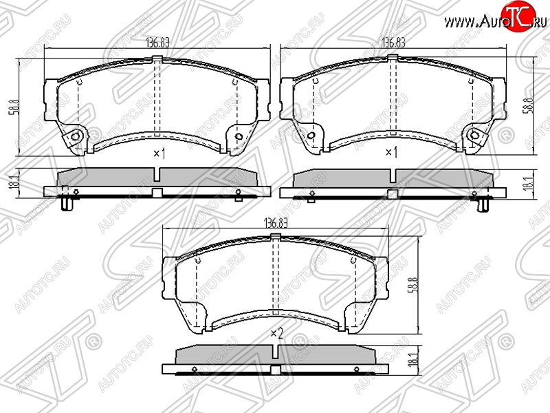 1 299 р. Колодки тормозные SAT (передние) Mazda 6 GH дорестайлинг лифтбэк (2007-2010)  с доставкой в г. Тамбов