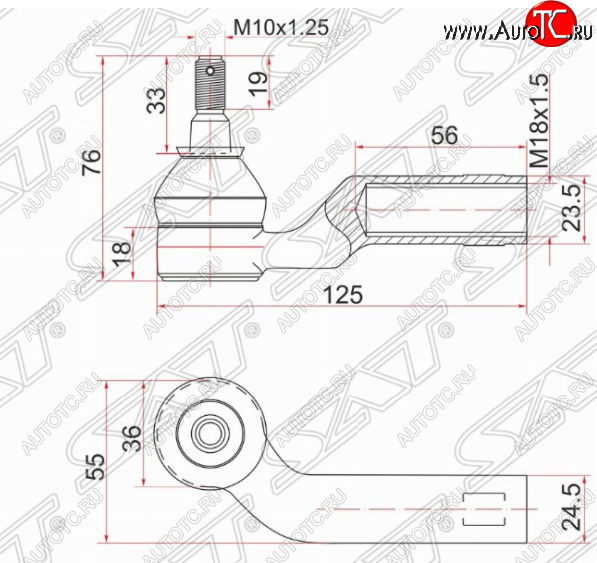 569 р. Правый наконечник рулевой тяги SAT Mazda 3/Axela BK дорестайлинг седан (2003-2006)  с доставкой в г. Тамбов