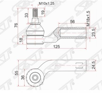 569 р. Левый наконечник рулевой тяги SAT Mazda 3/Axela BK дорестайлинг седан (2003-2006)  с доставкой в г. Тамбов. Увеличить фотографию 1