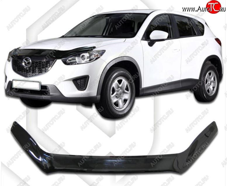 2 149 р. Дефлектор капота CA-Plastiс exclusive Mazda CX-5 KE дорестайлинг (2011-2014) (Classic черный, Без надписи)  с доставкой в г. Тамбов