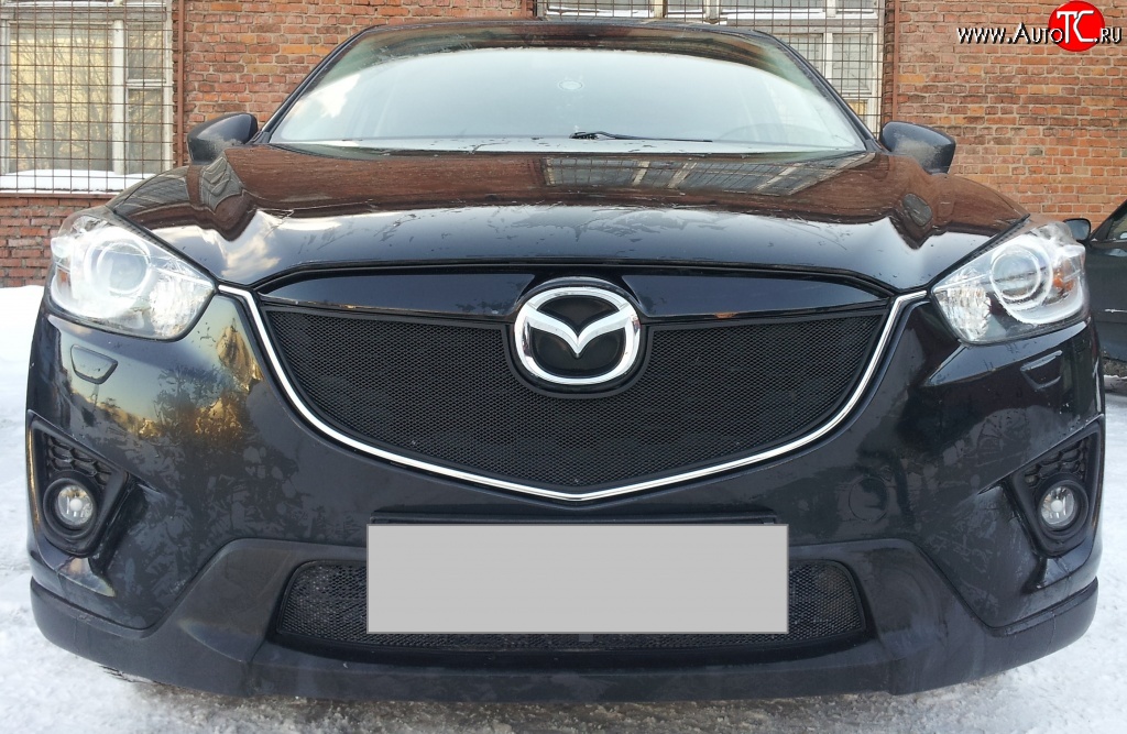 2 299 р. Нижняя сетка на бампер Russtal (черная) Mazda CX-5 KE дорестайлинг (2011-2014)  с доставкой в г. Тамбов