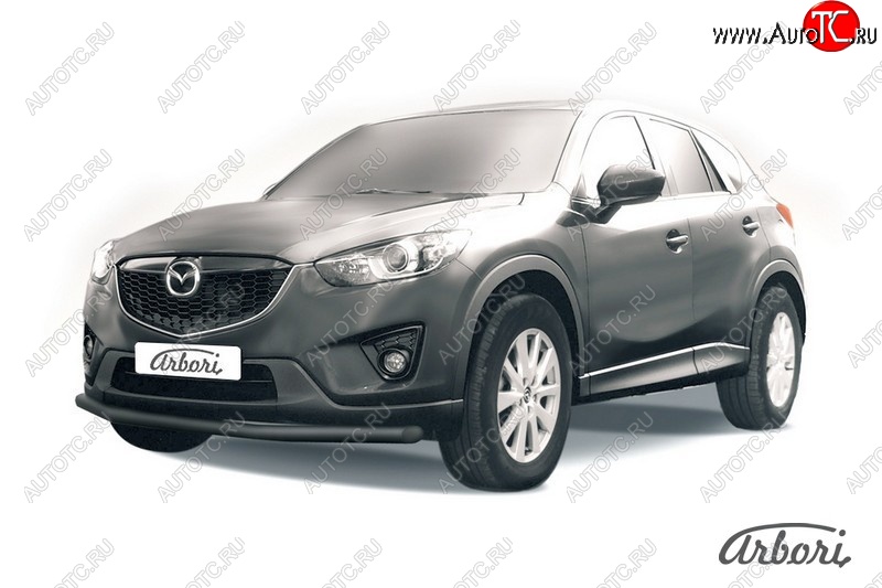 7 019 р. Защита переднего бампера Arbori (черная, 1 труба d57 mm). Mazda CX-5 KE рестайлинг (2015-2017)  с доставкой в г. Тамбов