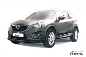 7 919 р. Защита переднего бампера Arbori (черная, 2 трубы d57 и 42 mm)  Mazda CX-5  KE (2011-2017) дорестайлинг, рестайлинг  с доставкой в г. Тамбов. Увеличить фотографию 1