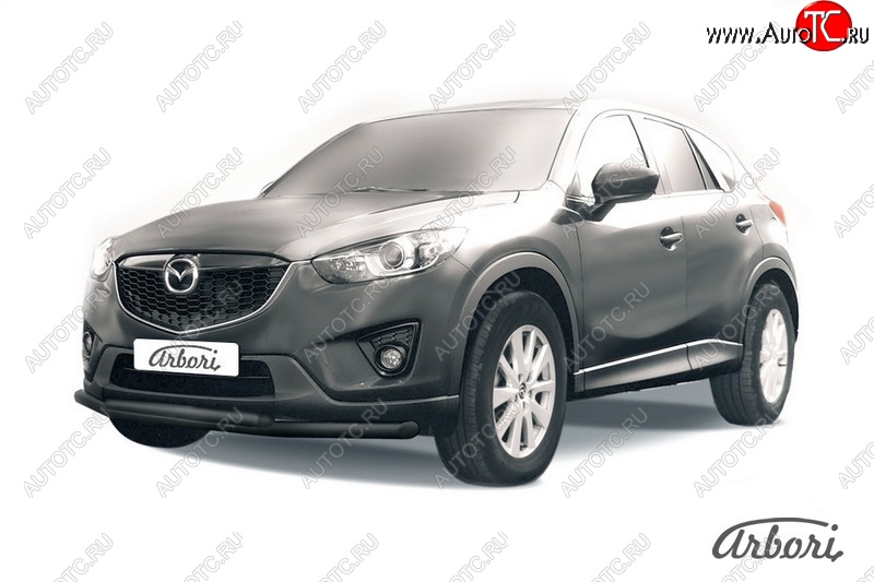 7 919 р. Защита переднего бампера Arbori (черная, 2 трубы d57 и 42 mm)  Mazda CX-5  KE (2011-2017) дорестайлинг, рестайлинг  с доставкой в г. Тамбов