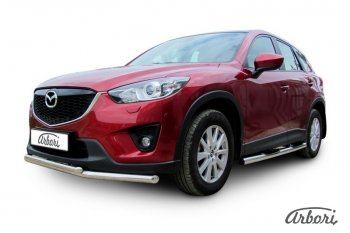 15 182 р. Защита переднего бампера Arbori (нержавейка, 2 трубы d57 и 42 mm)  Mazda CX-5  KE (2011-2017) дорестайлинг, рестайлинг  с доставкой в г. Тамбов. Увеличить фотографию 2