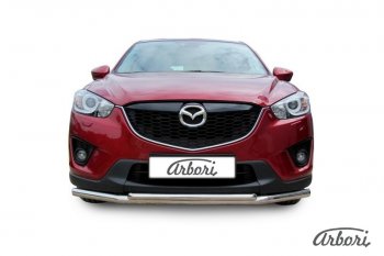 15 182 р. Защита переднего бампера Arbori (нержавейка, 2 трубы d57 и 42 mm)  Mazda CX-5  KE (2011-2017) дорестайлинг, рестайлинг  с доставкой в г. Тамбов. Увеличить фотографию 1