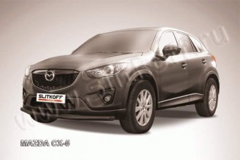 8 199 р. Защита переднего бампер Slitkoff Mazda CX-5 KE рестайлинг (2015-2017) (Цвет: серебристый)  с доставкой в г. Тамбов. Увеличить фотографию 1