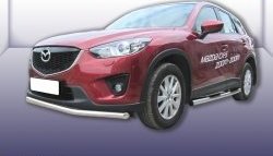 11 699 р. Одинарная защита переднего бампера из трубы диаметром 57 мм Slitkoff Mazda CX-5 KE рестайлинг (2015-2017) (Нержавейка, Полированная)  с доставкой в г. Тамбов. Увеличить фотографию 1