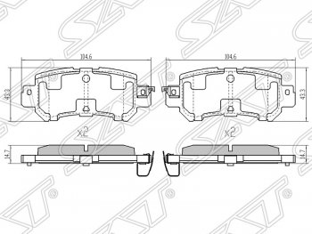 819 р. Колодки тормозные задние SAT   Mazda CX-5  KE (2011-2017) дорестайлинг, рестайлинг  с доставкой в г. Тамбов. Увеличить фотографию 1