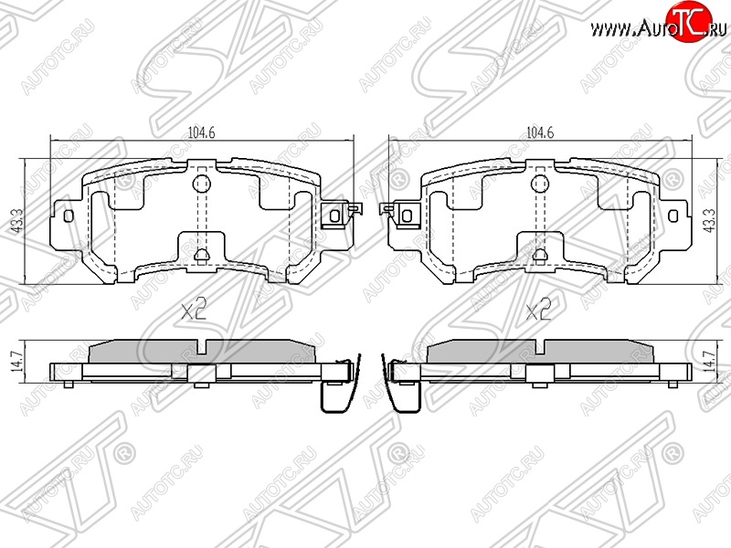 819 р. Колодки тормозные задние SAT   Mazda CX-5  KE (2011-2017) дорестайлинг, рестайлинг  с доставкой в г. Тамбов