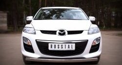 17 799 р. Защита переднего бампера (Ø75х42 мм, нержавейка) Russtal Mazda CX-7 ER рестайлинг (2010-2012)  с доставкой в г. Тамбов. Увеличить фотографию 1