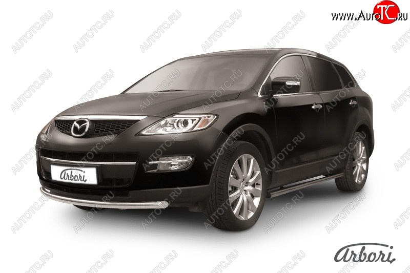 11 609 р. Защита переднего бампера Arbori (нержавейка, 1 труба d57 mm). Mazda CX-9 TB дорестайлинг (2007-2009)  с доставкой в г. Тамбов