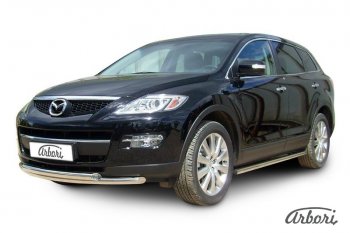 20 999 р. Защита переднего бампера Arbori (нержавейка, 2 трубы d57 и 57 mm) Mazda CX-9 TB дорестайлинг (2007-2009)  с доставкой в г. Тамбов. Увеличить фотографию 2