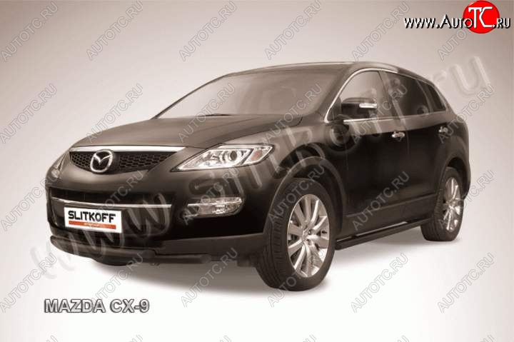 8 949 р. защита переднего бампера Slitkoff Mazda CX-9 TB дорестайлинг (2007-2009) (Цвет: серебристый)  с доставкой в г. Тамбов