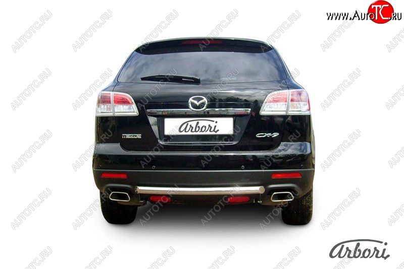 8 999 р. Защита заднего бампера Arbori (короткая, нержавейка, 1 труба d57 mm). Mazda CX-9 TB дорестайлинг (2007-2009)  с доставкой в г. Тамбов