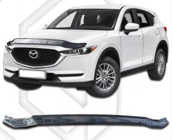 1 839 р. Дефлектор капота CA-Plastiс Mazda CX-5 KF (2016-2024) (Classic черный, Без надписи)  с доставкой в г. Тамбов. Увеличить фотографию 1