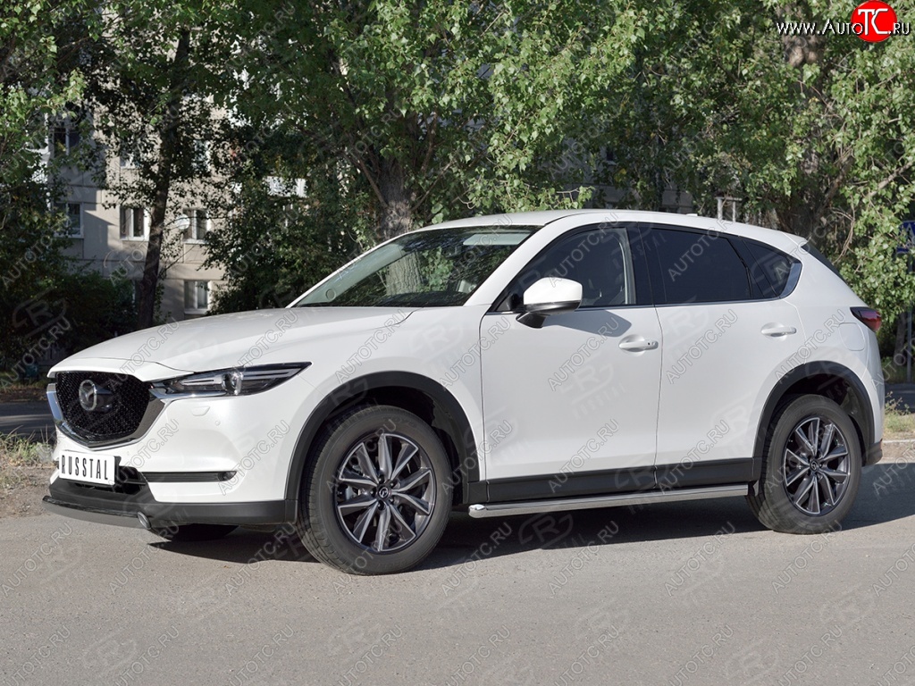 14 999 р. Защита переднего бампера из овальной трубы диаметром 75x42 мм Russtal Mazda CX-5 KF (2016-2024)  с доставкой в г. Тамбов