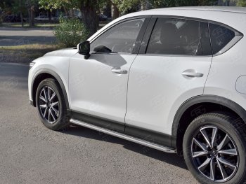 21 699 р. Широкая защита порогов с трубой диаметром 42 мм SLITKOFF v1  Mazda CX-5  KF (2016-2025)  с доставкой в г. Тамбов. Увеличить фотографию 2