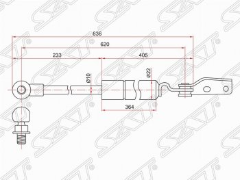 Левый упор крышки багажника SAT (газовый) Mazda (Мазда) MPV (МПВ)  LW (1999-2006) LW дорестайлинг, 1-ый рестайлинг, 2-ой рестайлинг