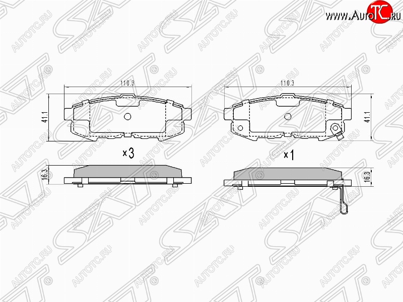 929 р. Колодки тормозные SAT (задние)  Mazda MPV  LY (2006-2016) дорестайлинг, рестайлинг  с доставкой в г. Тамбов