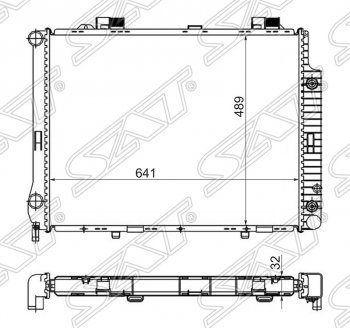 Радиатор двигателя SAT (пластинчатый, 2.8/3.2, АКПП) Mercedes-Benz (Мерседес-Бенс) E-Class (е-класс)  W210 (1996-2003) W210 дорестайлинг седан, дорестайлинг универсал, универсал рестайлинг