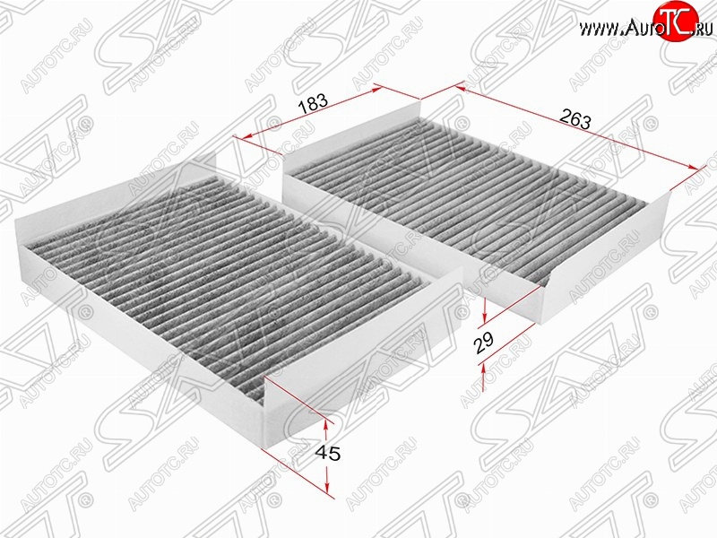 659 р. Фильтр салонный SAT (комплект, угольный, 263х183х45/29 mm)  Mercedes-Benz CL class  C216 - S class  W221  с доставкой в г. Тамбов
