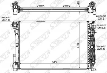 9 099 р. Радиатор двигателя SAT (пластинчатый, МКПП/АКПП) Mercedes-Benz C-Class W204 дорестайлинг седан (2007-2011)  с доставкой в г. Тамбов. Увеличить фотографию 1
