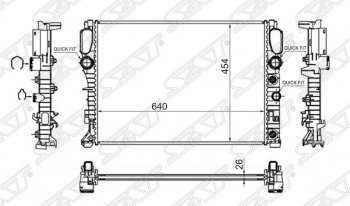 Радиатор двигателя SAT (пластинчатый, 2.0/2.0D/2.2D/2.3/2.4/2.8/3.0/3.2/3.5, МКПП/АКПП)  CLS class  C219, E-Class  W211