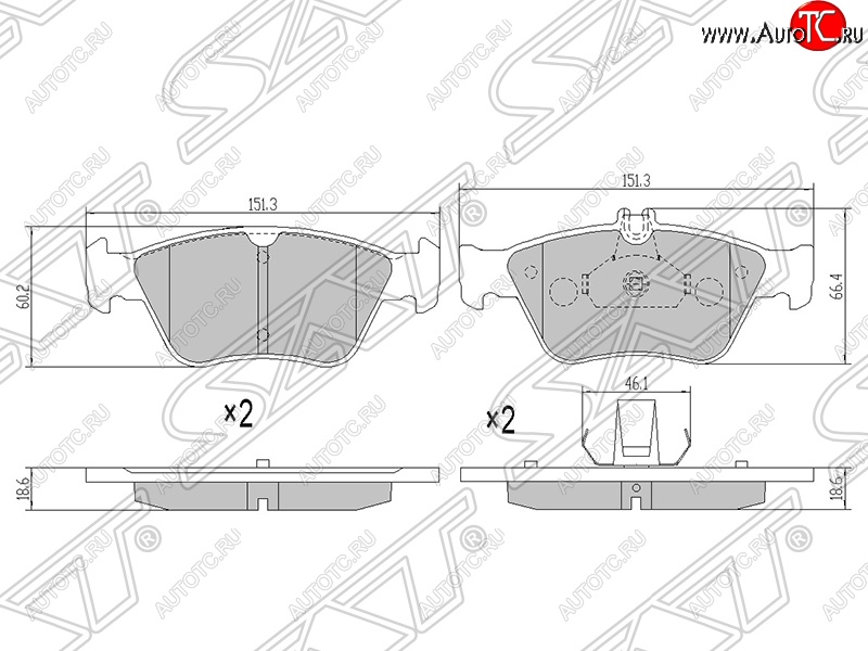 1 449 р. Колодки тормозные передние SAT  Mercedes-Benz C-Class  W202 - E-Class  W210  с доставкой в г. Тамбов