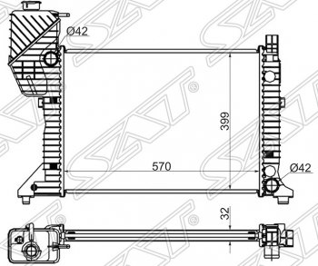 Радиатор двигателя SAT (трубчатый, МКПП) Mercedes-Benz Sprinter W905 рестайлинг (2000-2006)