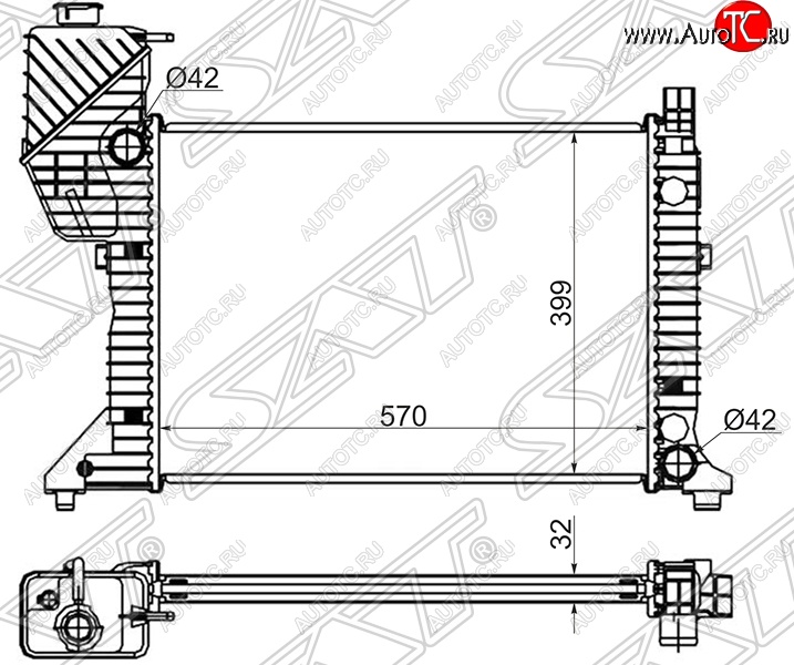 8 299 р. Радиатор двигателя SAT (трубчатый, МКПП) Mercedes-Benz Sprinter W901 (1995-2000)  с доставкой в г. Тамбов