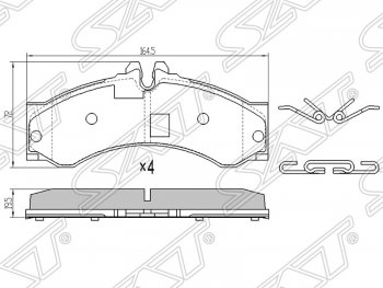 1 849 р. Колодки тормозные (передние/задние)SAT  Mercedes-Benz Sprinter W906 рестайлинг (2014-2018)  с доставкой в г. Тамбов. Увеличить фотографию 1