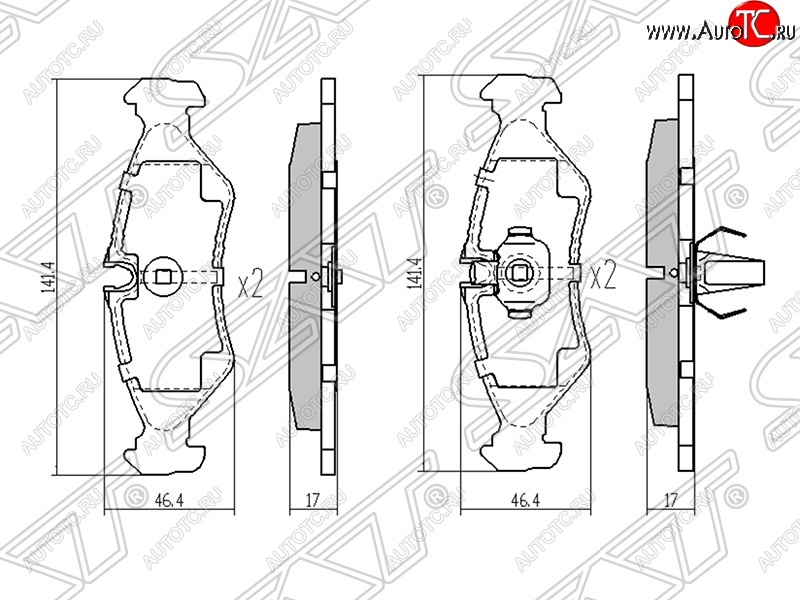 1 079 р. Колодки тормозные задние SAT Mercedes-Benz Sprinter W901 (1995-2000)  с доставкой в г. Тамбов