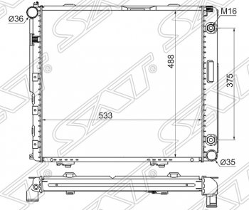Радиатор двигателя SAT (пластинчатый, 3.0D, АКПП) Mercedes-Benz (Мерседес-Бенс) E-Class (е-класс) ( W124,  S124) (1984-1996) W124, S124 седан дорестайлинг, универсал рестайлинг