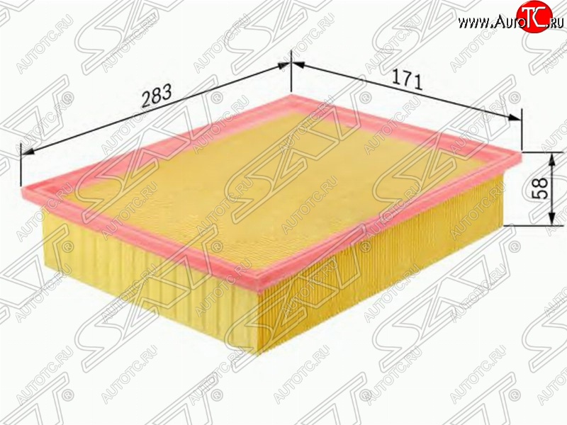 369 р. Фильтр воздушный двигателя SAT (283х171х58 mm)  Mercedes-Benz E-Class ( W124,  S124) (1984-1996) седан дорестайлинг, универсал рестайлинг  с доставкой в г. Тамбов