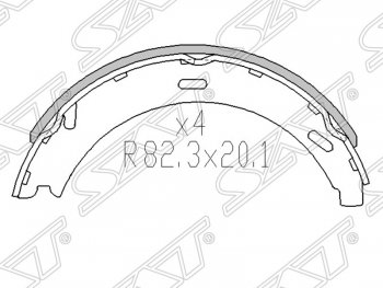 899 р. Колодки ручного тормоза SAT  Mercedes-Benz B-Class (W245/T245), C-Class (W202,  W203), E-Class (W124,  S124,  W210)  с доставкой в г. Тамбов. Увеличить фотографию 1