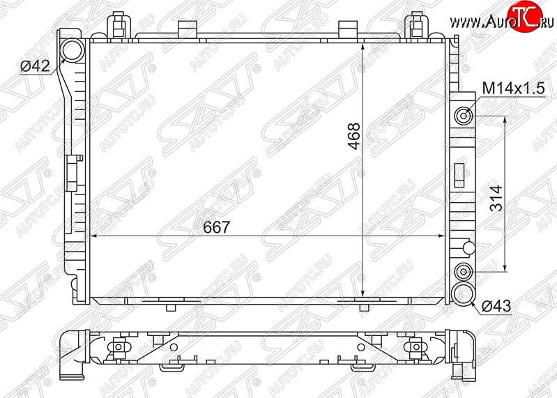 10 849 р. Радиатор двигателя SAT (пластинчатый, 3.0TD/3.5TD, МКПП/АКПП) Mercedes-Benz S class W140 Седан (1991-1998)  с доставкой в г. Тамбов