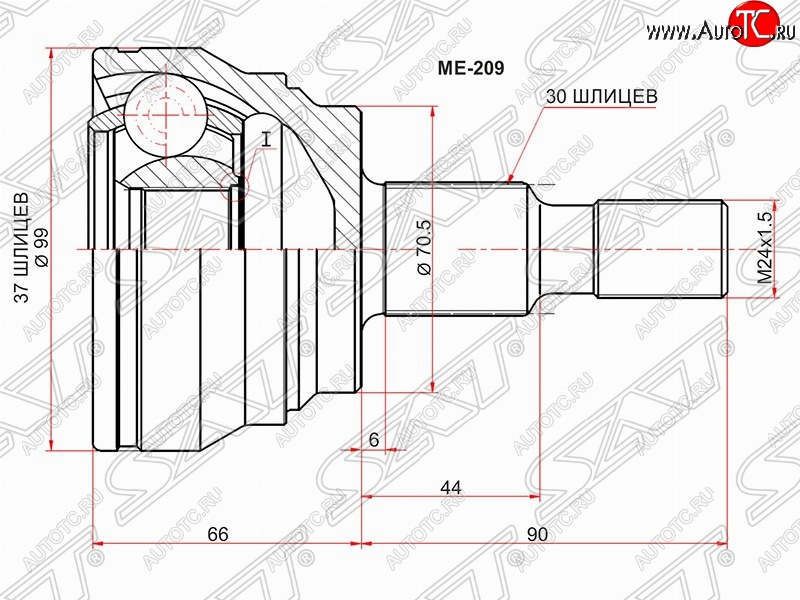 3 489 р. Шрус (наружный) SAT (37*30*70.3 мм)  Mercedes-Benz ML class ( W164,  W166) (2005-2015) дорестайлинг, рестайлинг  с доставкой в г. Тамбов