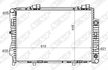 11 449 р. Радиатор двигателя (пластинчатый, 2.8/3.6, АКПП) SAT Mercedes-Benz C-Class S202 дорестайлинг универсал (1992-1997)  с доставкой в г. Тамбов. Увеличить фотографию 1